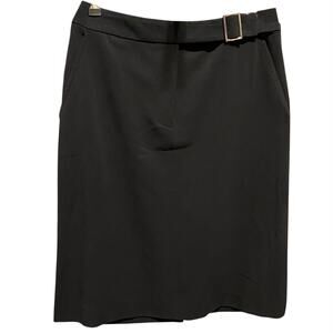 Merona Belted Knee Length Pencil Skirt US 6 Black Office Career Business